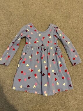 Girls' Lavender Hanna Andersson Heart Print Long-Sleeve Dress